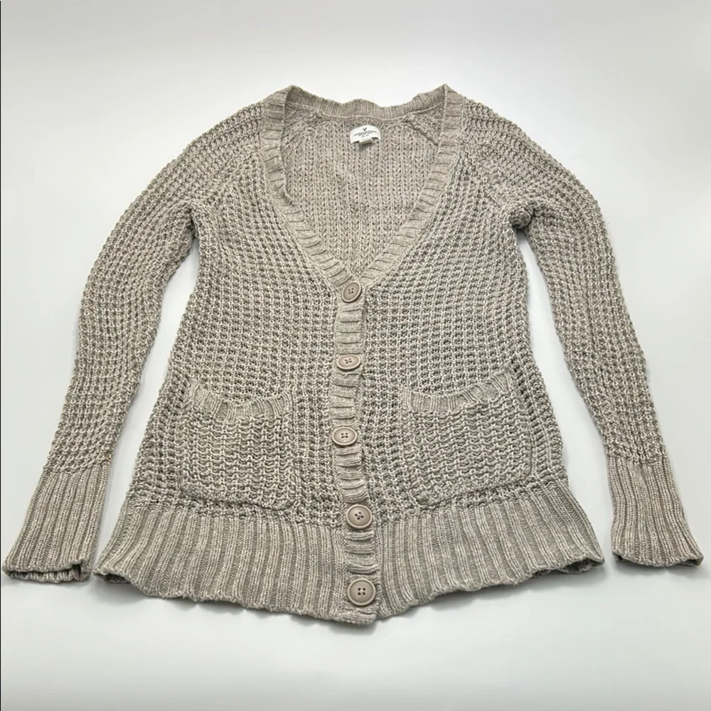 Bella Swan Core American Eagle Knit Cardigan Y2K Twilight Grunge Small Gray